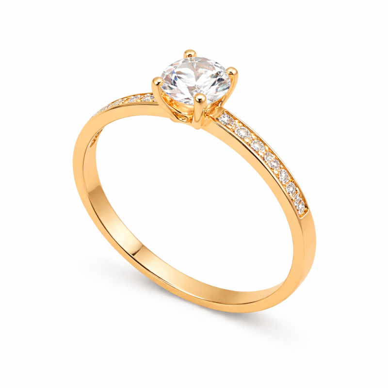 18K Elegant Gold Crystal Ring – 1.97g | Size 14.5