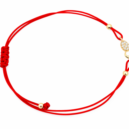 18K Red String Clover Charm Bracelet – Gold Lucky 4 Leaf (Adjustable) 1.06 G