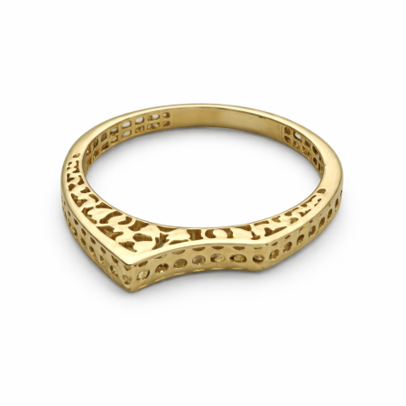 18K Gold Filigree Band Ring – Elegant Openwork Design (2.36g)