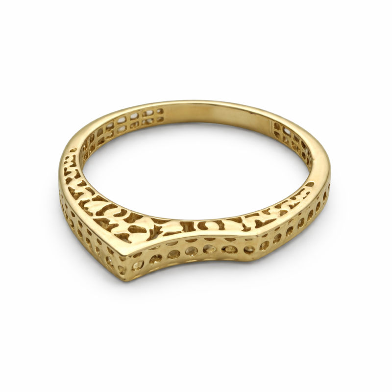 18K Gold Filigree Band Ring – Elegant Openwork Design (2.36g)