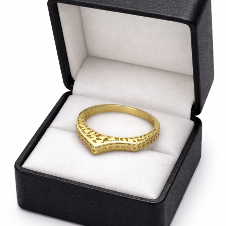 18K Gold Filigree Band Ring – Elegant Openwork Design (2.36g) 18K Gold Filigree Band Ring – Elegant Openwork Design (2.36g)