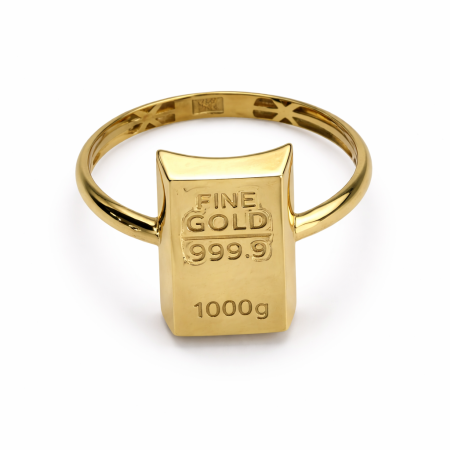 18K Gold Bar Ring – Minimalist Bullion Design (2.51g)