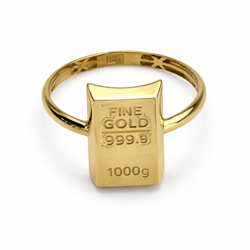 18K Gold Bar Ring – Minimalist Bullion Design (2.51g)