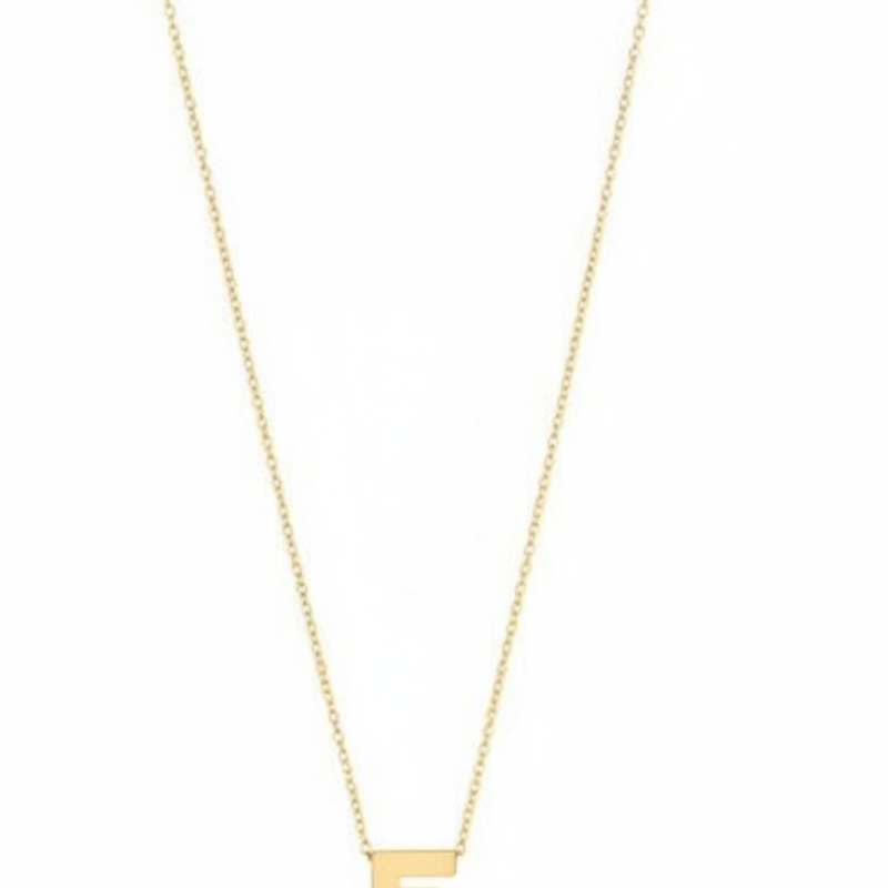 18K Gold Letter E Pendant Necklace for Women – 42cm Chain (1.62g)