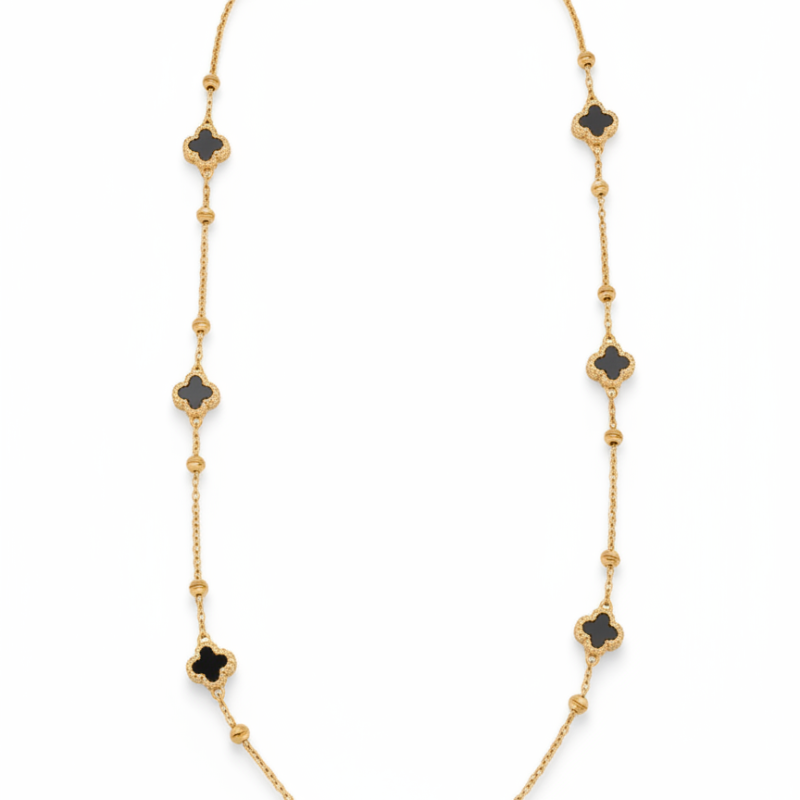 18K Gold Clover Chain Necklace for Women – 46.5cm Chain (6.25g)