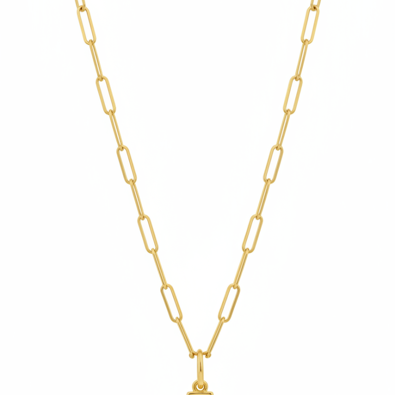 18K Fine Gold Bar Pendant Necklace – 47cm Gold Chain with 3cm Extension (3.2g)