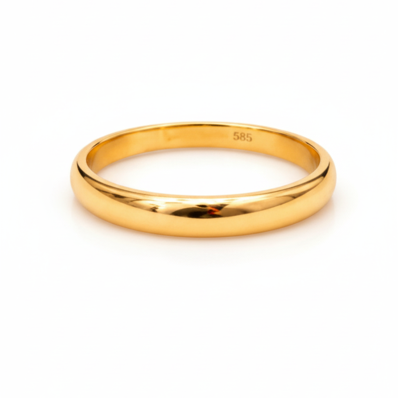 18K Classic Polished Gold Band Ring (Size 14) – 2.30g