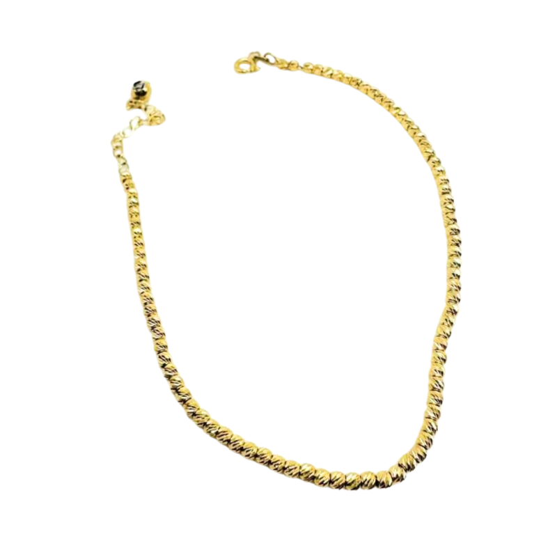 Kenzari Jewellery 14k Gold Link Beaded Bracelet for Men -3.75 Grams