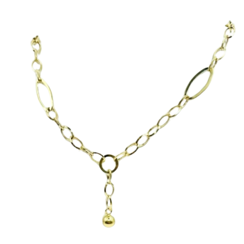Kenzari Jewellery 14k Gold Link Chain Necklace With Charm for Women - 7.28 Grams