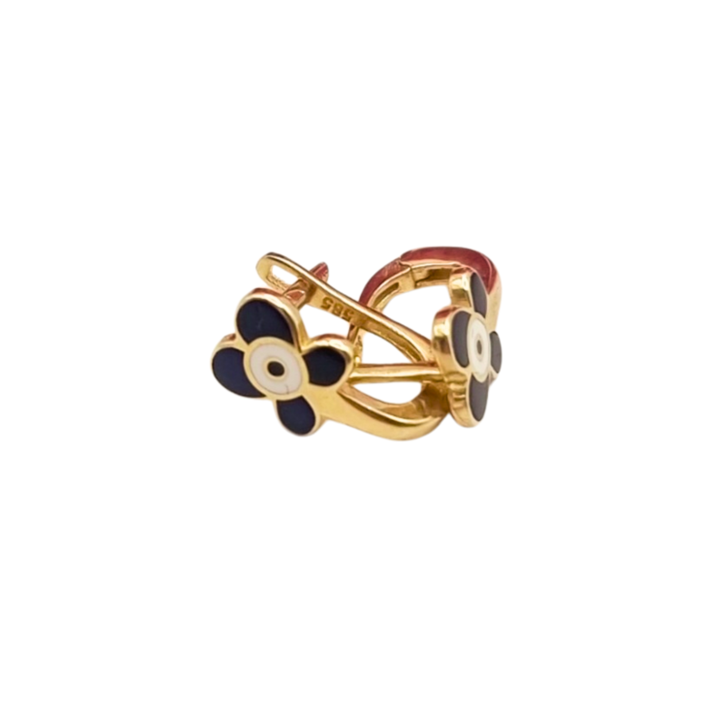 Kenzari Jewellery 14k Gold Hoop Flower Earring for Kids - 1.30 Grams