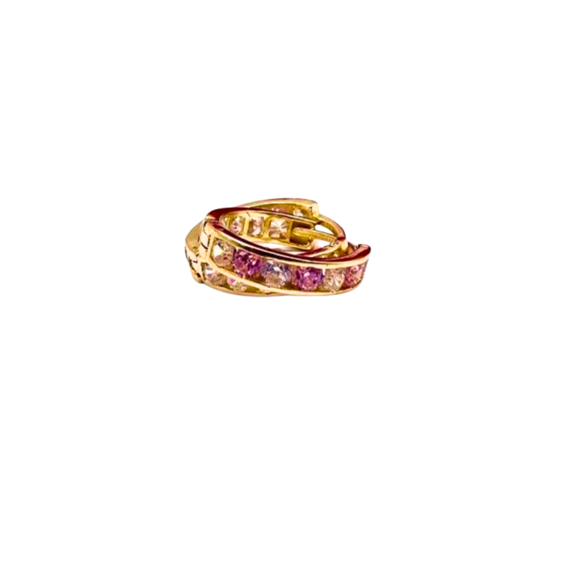 Kenzari Jewellery 14k Gold Hoop Stone Earring for Kids - 1.72 Grams