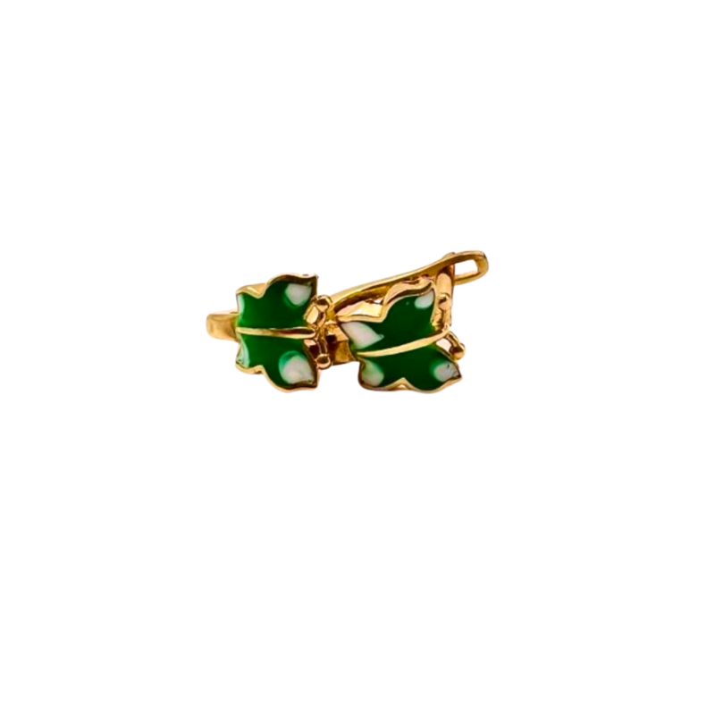 Kenzari Jewellery 14k Gold Hoop Green Butterfly Earring for Kids - 1.50 Grams
