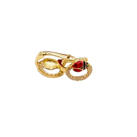 Kenzari Jewellery 14k Gold Hoop Ladybug with Stone Earring for Kids - 1.48 Grams Kenzari Jewellery 14k Gold Hoop Ladybug with Stone Earring for Kids - 1.48 Grams