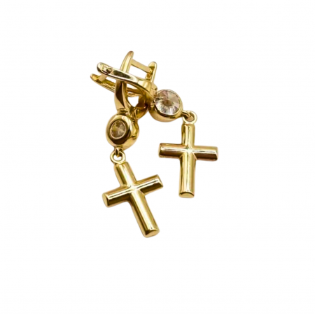 Kenzari Jewellery 14k Gold Cross Earring for Women - 3.89 Grams Kenzari Jewellery 14k Gold Cross Earring for Women - 3.89 Grams