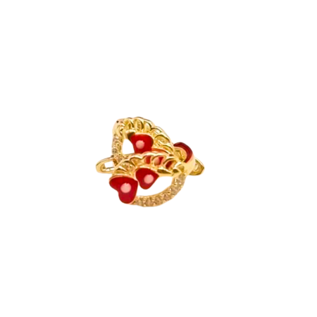 Kenzari Jewellery 14k Gold Hoop Heart with Stone Earring for Kids - 1.45 Grams