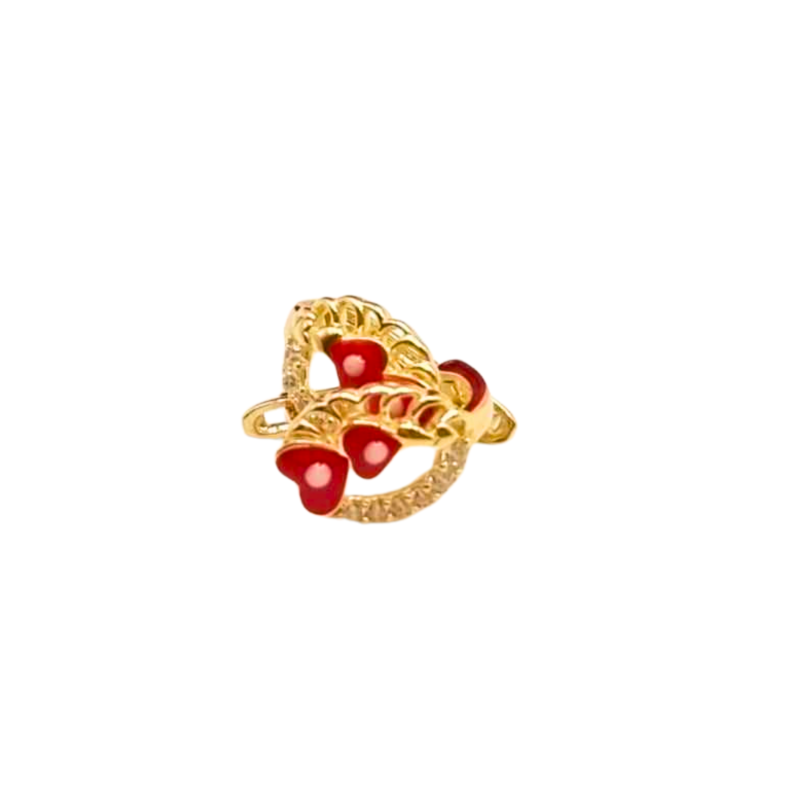 Kenzari Jewellery 14k Gold Hoop Heart with Stone Earring for Kids - 1.45 Grams