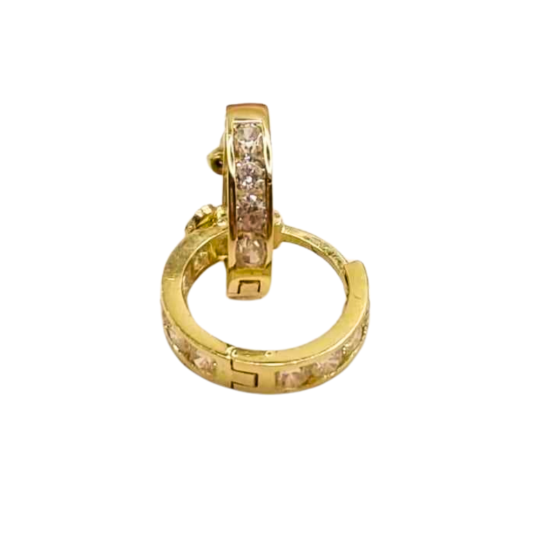 Kenzari Jewellery 14k Gold Hoop Stone Earring for Kids - 1.74 Grams