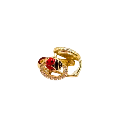 Kenzari Jewellery 14k Gold Hoop Ladybug with Stone Earring for Kids - 1.50 Grams Kenzari Jewellery 14k Gold Hoop Ladybug with Stone Earring for Kids - 1.50 Grams