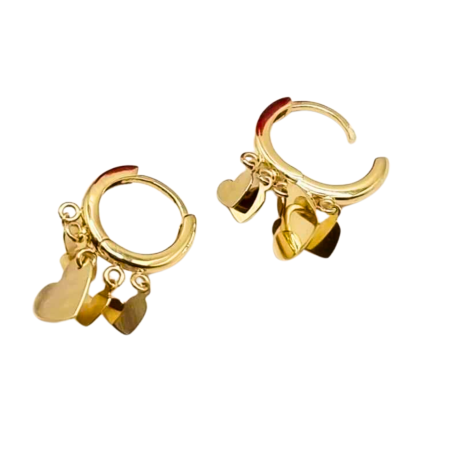 Kenzari Jewellery 14k Gold Hoop Heart Charms Earring for Kids - 2.49 Grams