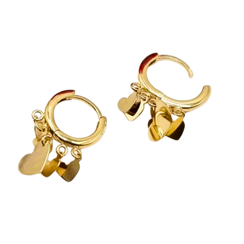 Kenzari Jewellery 14k Gold Hoop Heart Charms Earring for Kids - 2.49 Grams