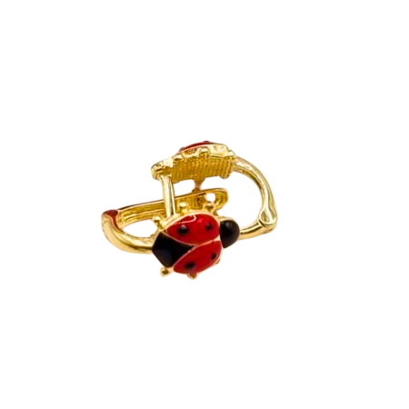 Kenzari Jewellery 14k Gold Hoop Ladybug Earring for Kids - 1.74 Grams Kenzari Jewellery 14k Gold Hoop Ladybug Earring for Kids - 1.74 Grams