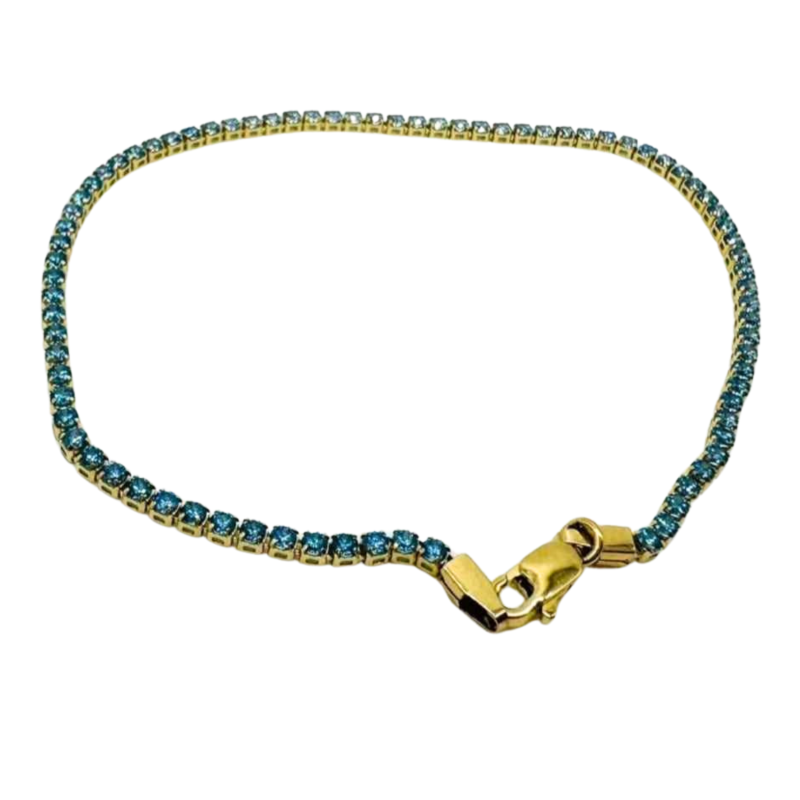 Kenzari Jewellery 14k Gold Blue Zirconia Bracelet for Women - 2.30 Grams Kenzari Jewellery 14k Gold Blue Zirconia Bracelet for Women - 2.30 Grams
