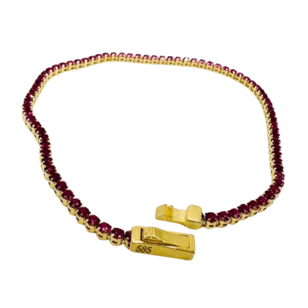 Kenzari Jewellery 14k Red Zirconia Bracelet for Women - 2.69 Grams