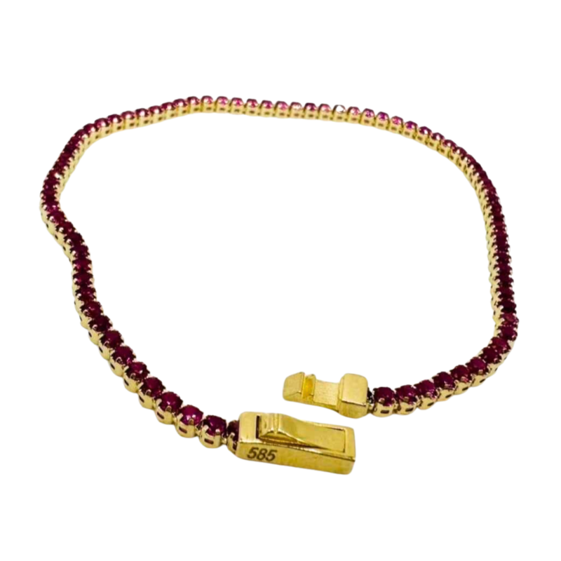 Kenzari Jewellery 14k Red Zirconia Bracelet for Women - 2.69 Grams