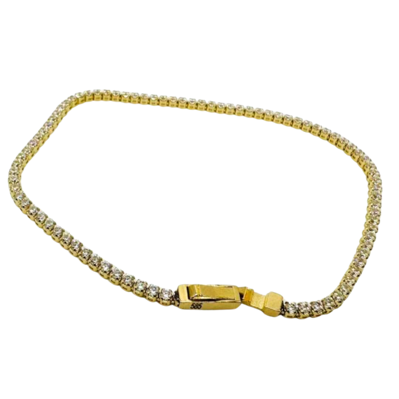 Kenzari Jewellery 14k White Zirconia Bracelet for Women - 3.29 Grams