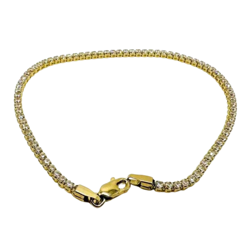 Kenzari Jewellery 14k Gold White Zirconia Bracelet for Women - 3.05 Grams