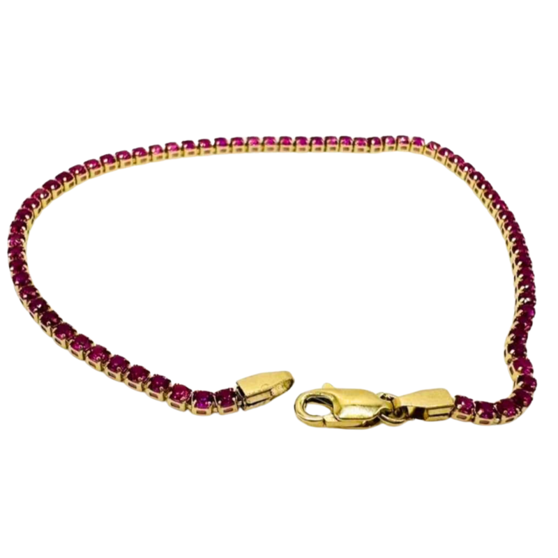 Kenzari Jewellery 14k Gold Pink Zirconia Bracelet for Women - 1.84 Grams
