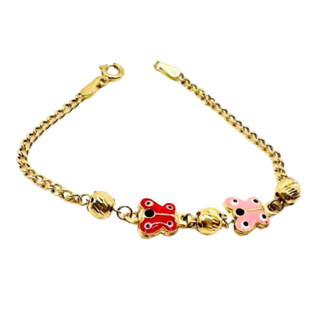 Kenzari Jewellery 14k Gold Chain with Butterfly Accents Bracelet for Kids - 2.07 Grams Kenzari Jewellery 14k Gold Chain with Butterfly Accents Bracelet for Kids - 2.07 Grams