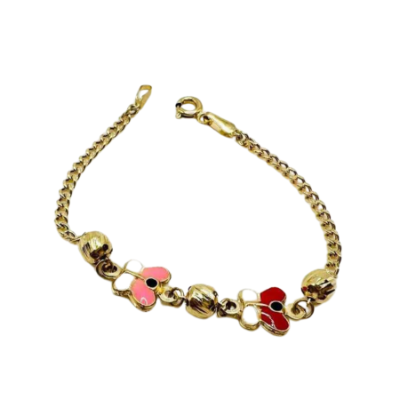 Kenzari Jewellery 14k Gold Bracelet with Butterfly Accents for Kids - 2.09 Grams Kenzari Jewellery 14k Gold Bracelet with Butterfly Accents for Kids - 2.09 Grams