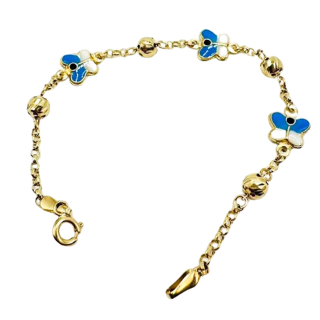 Kenzari Jewellery 14k Gold Bracelet with Butterfly Accents for Kids - 2.51 Grams Kenzari Jewellery 14k Gold Bracelet with Butterfly Accents for Kids - 2.51 Grams