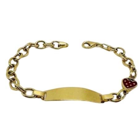 Kenzari Jewellery 14k Gold Nameplate with Heart Accent Bracelet for Kids - 3.55 Grams