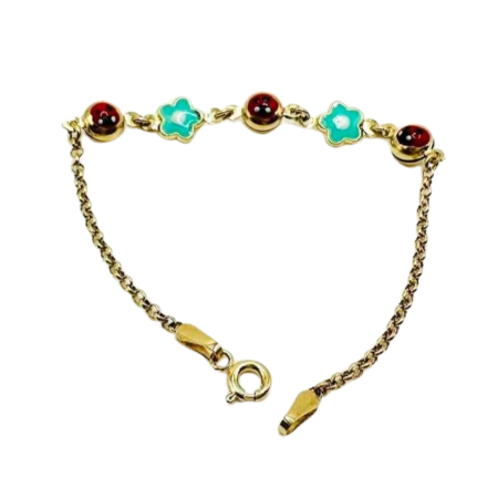 Kenzari Jewellery 14k Gold Chain with Accents Bracelet for Kids - 2.35 Grams Kenzari Jewellery 14k Gold Chain with Accents Bracelet for Kids - 2.35 Grams