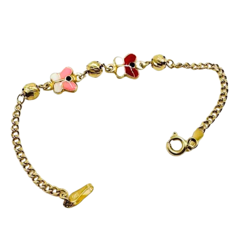 Kenzari Jewellery 14k Gold Chain with Butterfly Accents Bracelet for Kids - 2.09 Grams