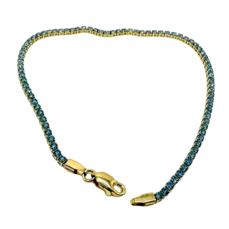 Kenzari Jewellery 14k Gold Blue Zirconia Bracelet for Women - 2.31 Grams Kenzari Jewellery 14k Gold Blue Zirconia Bracelet for Women - 2.31 Grams