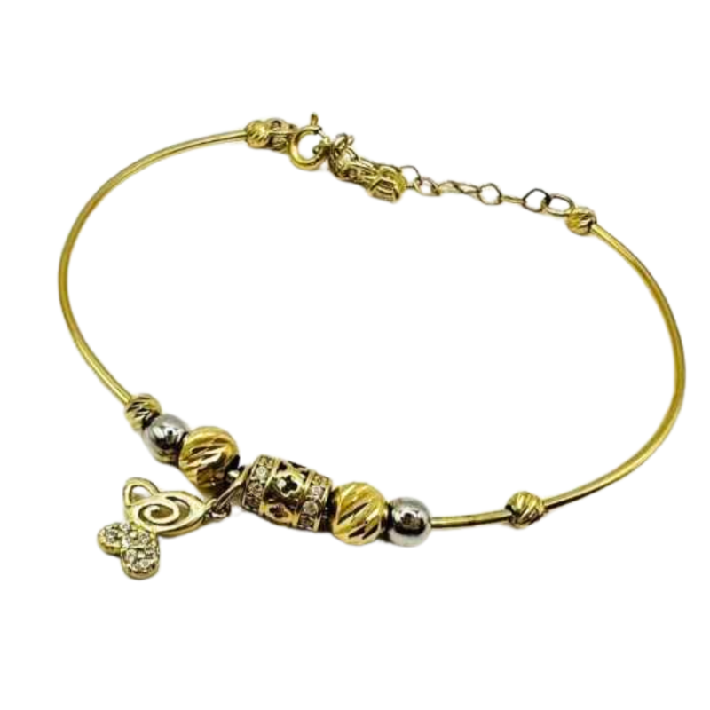 Kenzari Jewellery 14k Gold Bangle Bracelet with charm for Women - 4.10 Grams