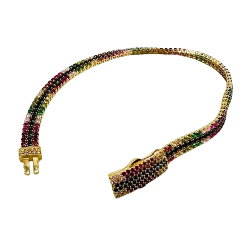 Kenzari Jewellery 14k Gold Tennis Multi-strand Bracelet for Women - 8.95 Grams