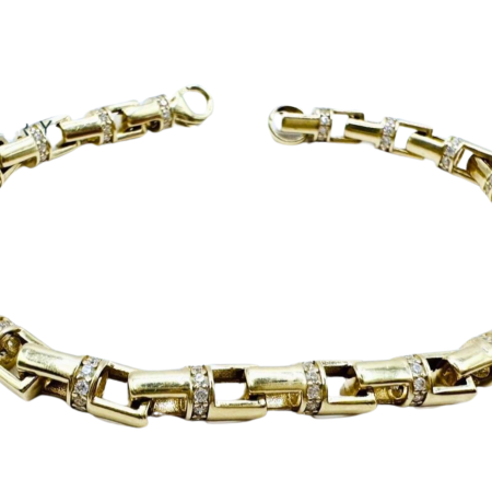 Kenzari Jewellery 14k Gold Box Chain Bracelet with Stones for Women - 10.86 Grams Kenzari Jewellery 14k Gold Box Chain Bracelet with Stones for Women - 10.86 Grams