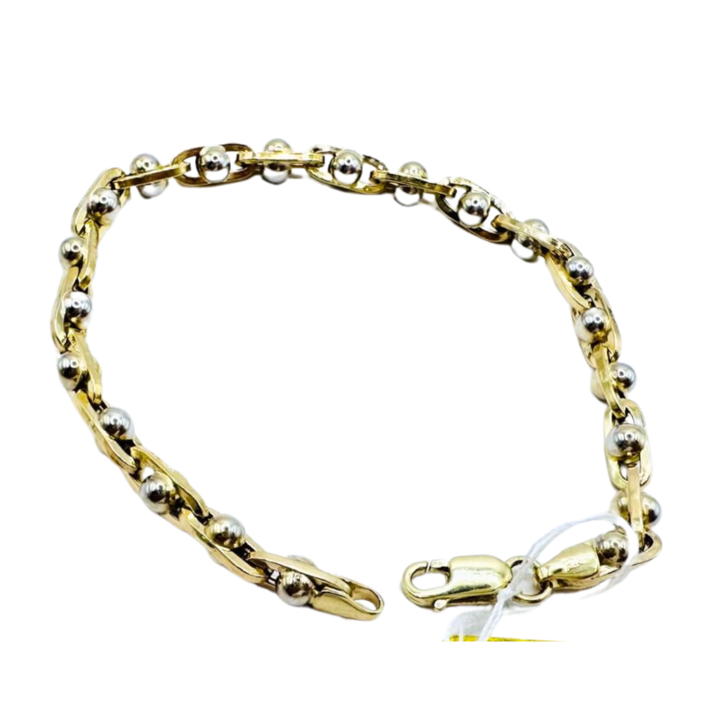 Kenzari Jewellery 14k Two Tone Gold Beaded Bracelet for Women - 6.88 Grams