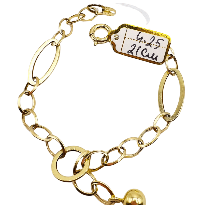 Kenzari Jewellery 14k Gold Oval Link Chain Bracelet for Women - 4.25 Grams