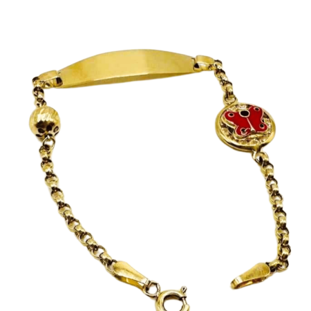 Kenzari Jewellery 14k Gold Nameplate with Accents Bracelet for Kids - 2.54 Grams