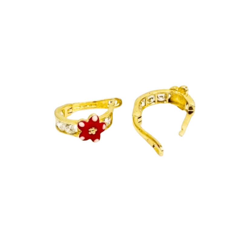 Kenzari Jewellery 14k Gold Hoop with Stone Earring for Kids - 1.45 Grams