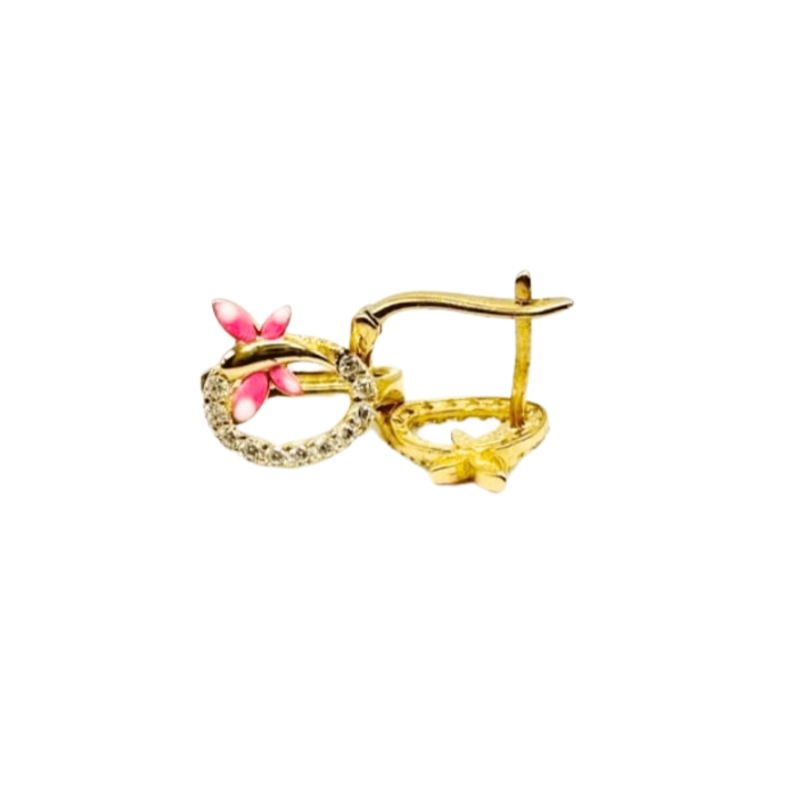 Kenzari Jewellery 14k Gold Stone with Butterfly Earring for Kids - 1.45 Grams Kenzari Jewellery 14k Gold Stone with Butterfly Earring for Kids - 1.45 Grams