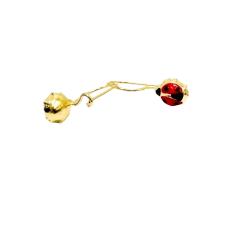 Kenzari Jewellery 14k Gold Ladybug Earring for Kids - 1.82 Grams Kenzari Jewellery 14k Gold Ladybug Earring for Kids - 1.82 Grams
