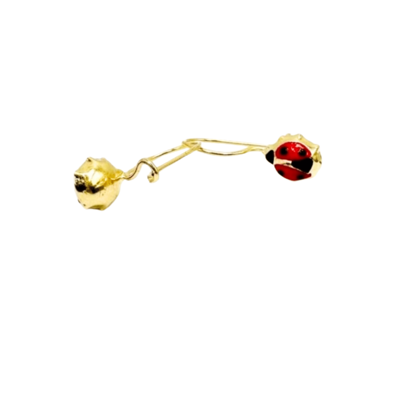 Kenzari Jewellery 14k Gold Ladybug Earring for Kids - 1.82 Grams