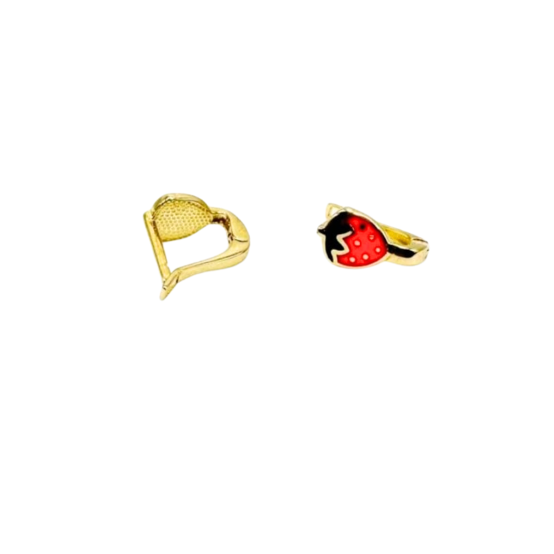 Kenzari Jewellery 14k Gold Hoop Starwberry Earring for Kids - 1.04 Grams