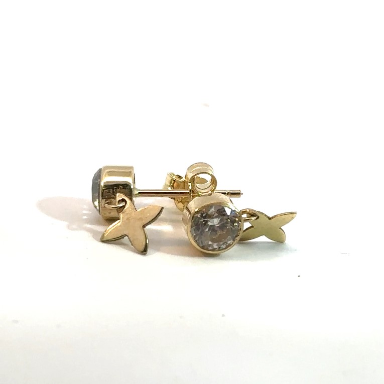 Kenzari Jewellery 14k Gold Earring with Fashion Stone for Women - 2.17 Grams